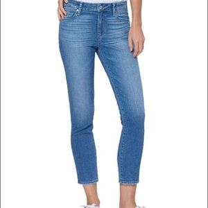 PAIGE Verdugo Cropped Mid Rise Skinny Jeans in Spritz Distressed Size 28
